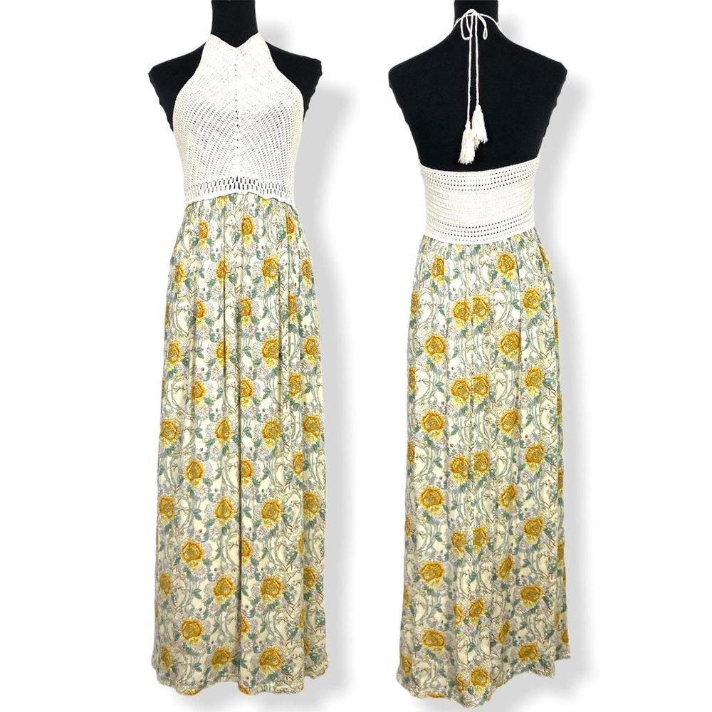 Altar'd State White and Yellow Floral Maxi Dress